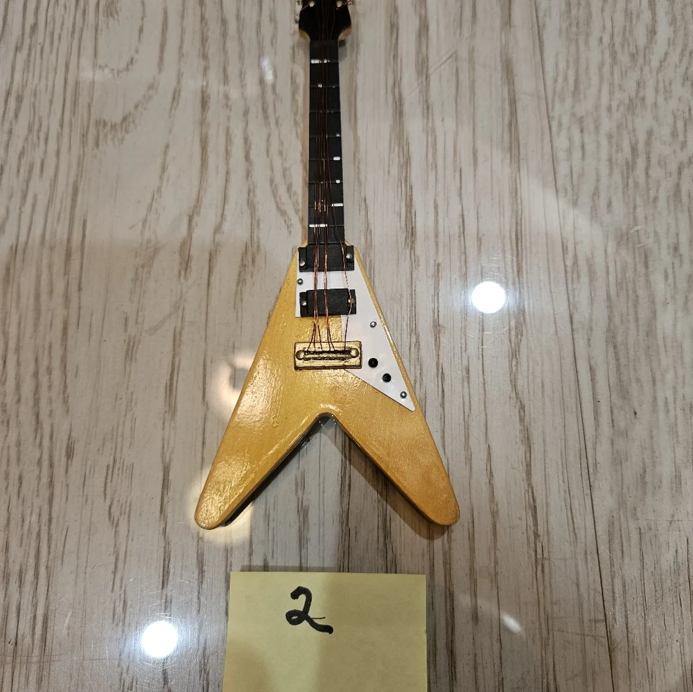 Restoration Hardware set of 6 wooden guitar ornaments